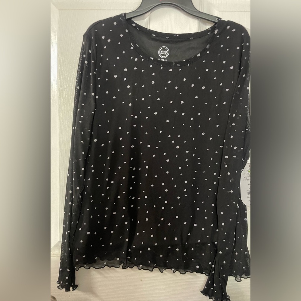 Wonder Nation Girl’s Plus Black and White Mesh Top! NWT!